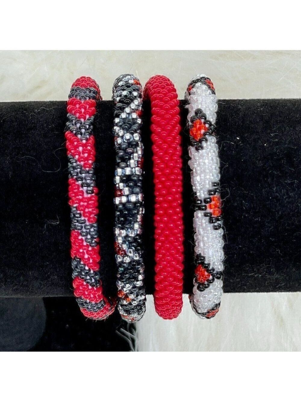 HAND CRAFTED in Nepal Beaded Bracelets (set of 4) #675